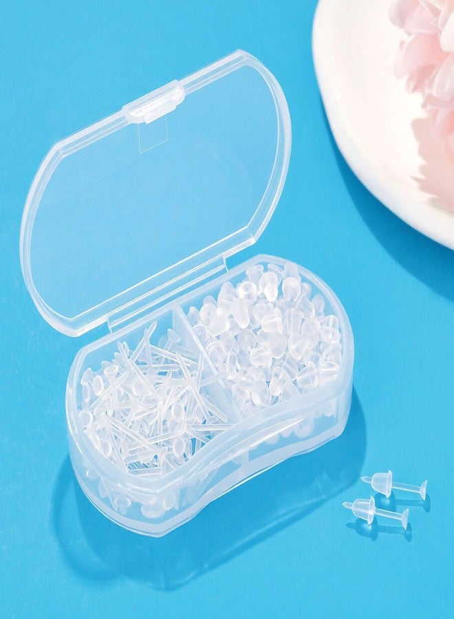 Kerryjewl Clear Earrings for Sports/Work,3mm Plastic Earrings for Sensitive Ears,Invisible Clear Stud 100 Pairs Earring Backs and Blank Pins Stud(100 pieces/50 Pairs) - Image 2