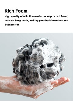 Teuuea 6 Pieces Black Bath Sponges, Premium Soft Fluffy Exfoliating Shower Puff, Nature Bamboo Charcoal Bulk Large Mesh Shower Pouf Loofahs Ball, Enhanced Skin Care Body Scrub for Men Women Children  - Image 3