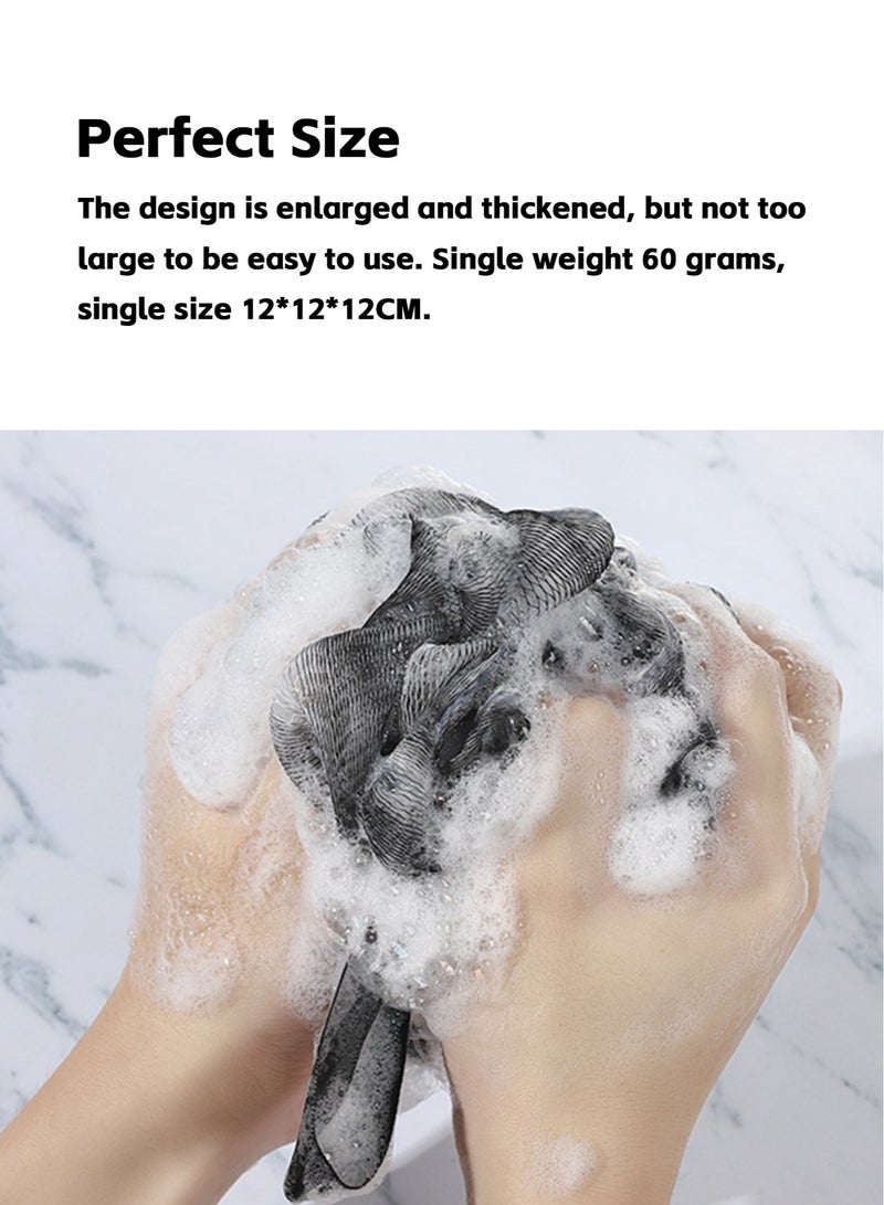 Teuuea 6 Pieces Black Bath Sponges, Premium Soft Fluffy Exfoliating Shower Puff, Nature Bamboo Charcoal Bulk Large Mesh Shower Pouf Loofahs Ball, Enhanced Skin Care Body Scrub for Men Women Children - Image 5