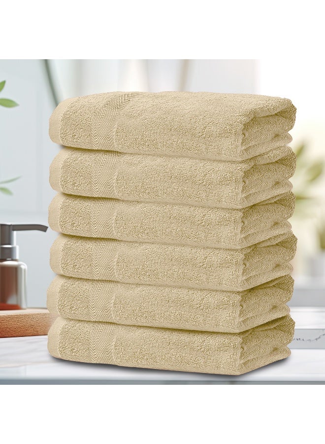 Rest Bath Sheet Set Of 6 Ivory Cotton Bath Sheet 100X150Cm , 39X59 Inch Absorbent Cotton Hotel Quality Quick-Dry Durable Comfortable Stylish Thick Bath Sheet Set Machine Washable  - Image 1