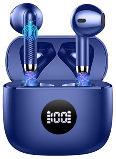 Wireless Earbuds, Bluetooth 5.4 Ear Buds LED Power Display Headphones Bass Stereo, Bluetooth Earbuds in-Ear Noise Cancelling Mic, 40H Playback Mini Case IP7 Waterproof Sports Earphones for Android iOS-Dark Blue