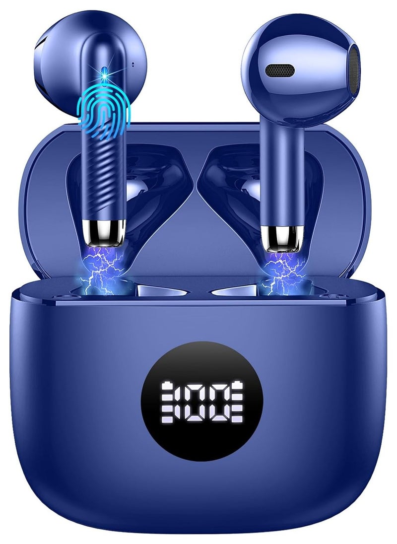 lekikpo Wireless Earbuds, Bluetooth 5.4 Ear Buds LED Power Display Headphones Bass Stereo, Bluetooth Earbuds in-Ear Noise Cancelling Mic, 40H Playback Mini Case IP7 Waterproof Sports Earphones for Android iOS-Dark Blue  - Image 1