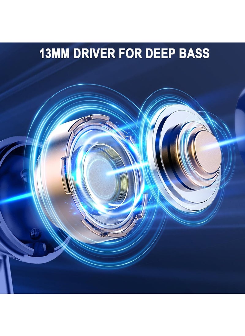 lekikpo Wireless Earbuds, Bluetooth 5.4 Ear Buds LED Power Display Headphones Bass Stereo, Bluetooth Earbuds in-Ear Noise Cancelling Mic, 40H Playback Mini Case IP7 Waterproof Sports Earphones for Android iOS-Dark Blue  - Image 5