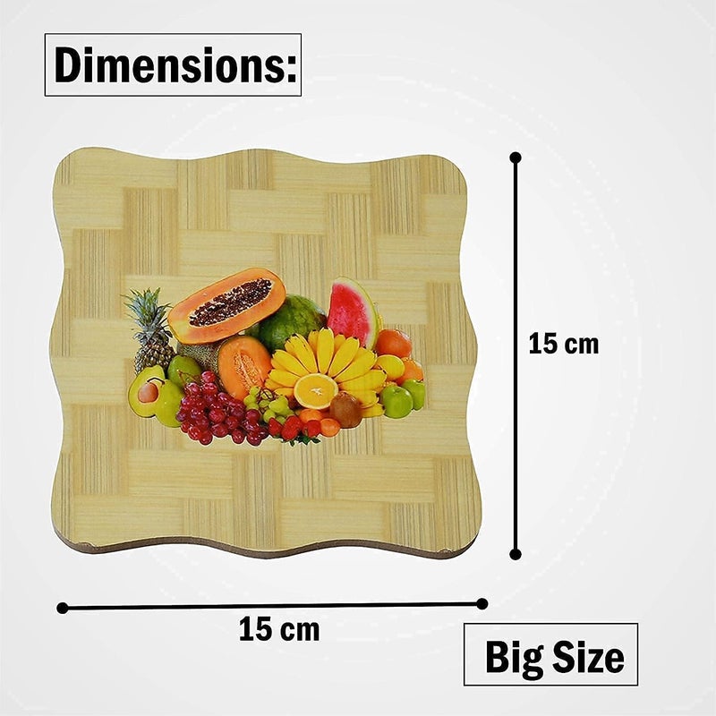 Bamboo Trivet Mat Set for Dining Table | Hot Pot Holder Pads Coasters | Heat Resistant Non-Slip Bamboo Heat Insulation Pad for Kitchen Countertop Pan Rest Stand(15 x 15 cm, Multicolor) (4) - Image 2
