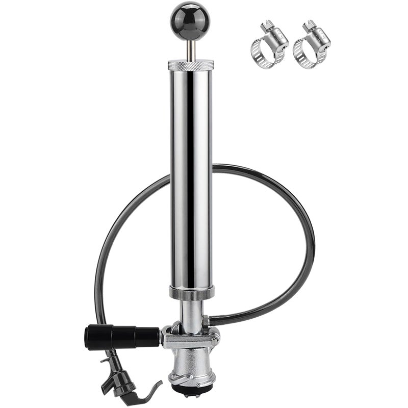 MRbrew 8 DSystem Beer Tap Keg Pump  ChromePlated Party  Picnic Beer Pump Draft System with Beer Faucet Hose  2 Clamps Kegerator Compatible Homebrew Accessory