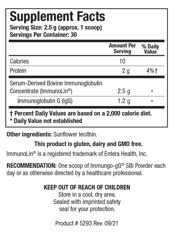 Biotics Research Immuno-gG SBI Powder Easy-to-Mix Powder Formula, Ultimate IgG, Complete Gut Health and Immune Support, Dairy Free, Immunoglobulin Concentrate - 2.6 Oz
