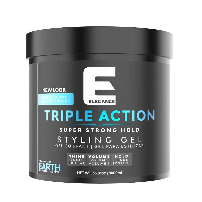 E Elegance Earth Fragrance Triple Action Hair Gel for Men And Women - Super Strong Hold, Extreme Volume, And Long Lasting Shine - Flake Free And Refreshing Fragrance - All Hair Types, 33.8 oz - Image 1