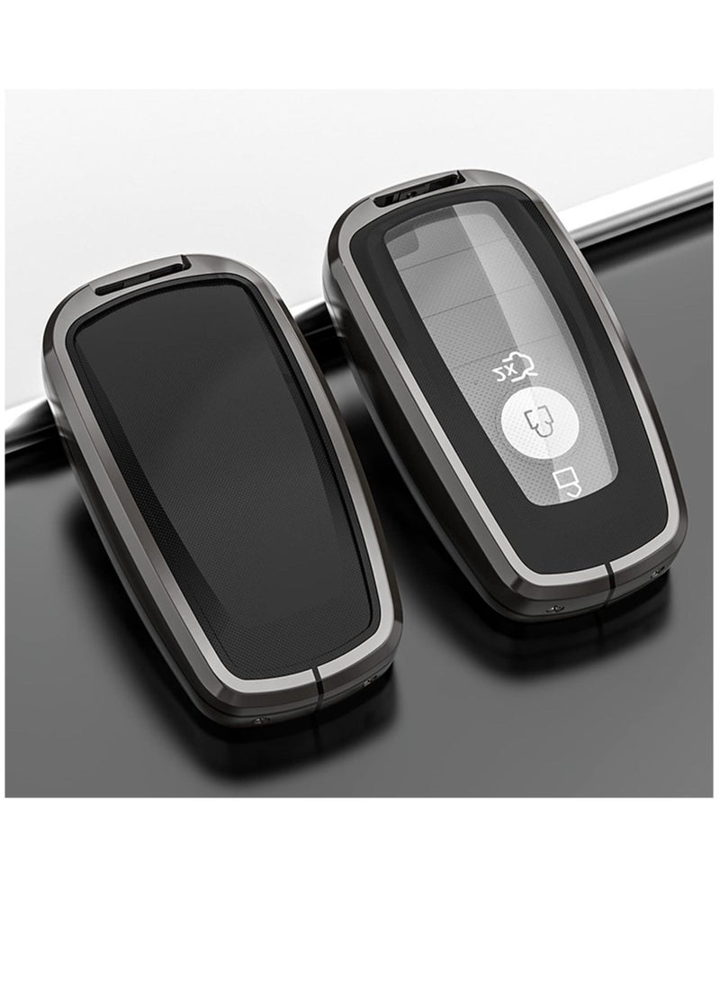 Y&D For Ford Key Fob Cover with Leather Keychain ,Metal Shell Soft TPU Full Protection Case for 2017-2023 Explorer Fusion Mustang Escape F150 F250 F350 F450 F550 Edge 3 4 5 Buttons Smart Remote  - Image 2