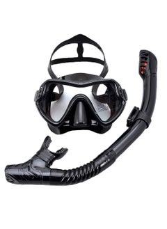 Generic Snorkel Set for Women and Men Anti-Fog Tempered Glass AdultsSnorkel Diving Mask and Snorkels Goggles Glasses Diving Swimming Easy Breath Tube Set Snorkel Mask-Black  - Image 1