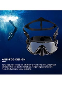 Generic Snorkel Set for Women and Men Anti-Fog Tempered Glass AdultsSnorkel Diving Mask and Snorkels Goggles Glasses Diving Swimming Easy Breath Tube Set Snorkel Mask-Black  - Image 5