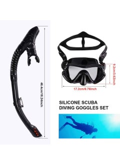 Generic Snorkel Set for Women and Men Anti-Fog Tempered Glass AdultsSnorkel Diving Mask and Snorkels Goggles Glasses Diving Swimming Easy Breath Tube Set Snorkel Mask-Black  - Image 2