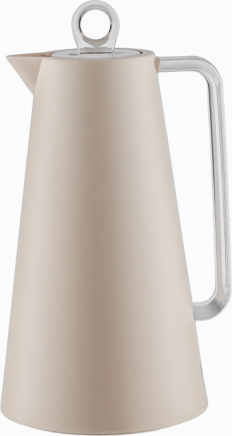 Glory Helena Thermos, 1 Liter, Glass Interior, Transparent Handle, Push-Button Lid - Beige - Image 3
