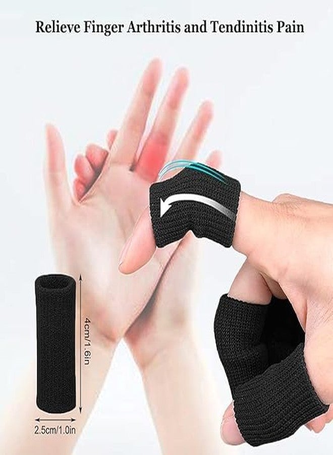 VALUEVIBES Finger Sleeves, Finger Compression Sleeve Protector Sport Finger Splints for Arthritis, Elastic Thumb sleeves, All Sports Comfortable Cushion Pressure Gym Fitness, Breathable Finger Tape, Trigger Finger(Black) - Image 3
