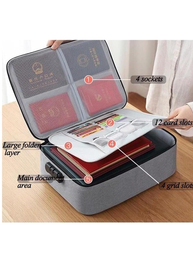 DubaiGallery Document Organizer Travel, Waterproof Document Bag, Box Files, Home Office Safe Document Organizer, Portable Filing Storage Box Holder for Documents, File, Passport, Certificate - Image 2
