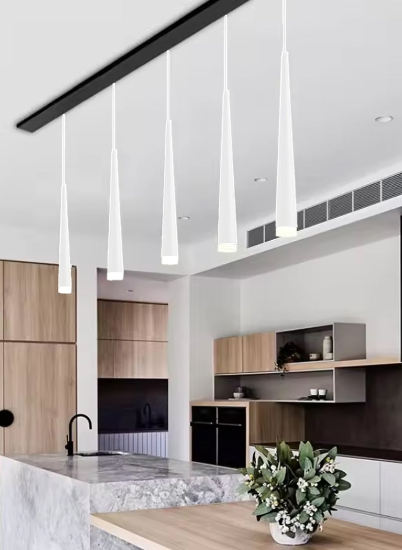 LOOPITYS Chandeliers Ceiling Light（white adjust 150+20CM，Three color light adjustment from 3000K to 6000K）Long Tube Hanging Light Retro Cone ing， Aluminum Suspension Light for ining room Traditional Dining、Industrial Style Bar Restaurant Spotlight - Image 3