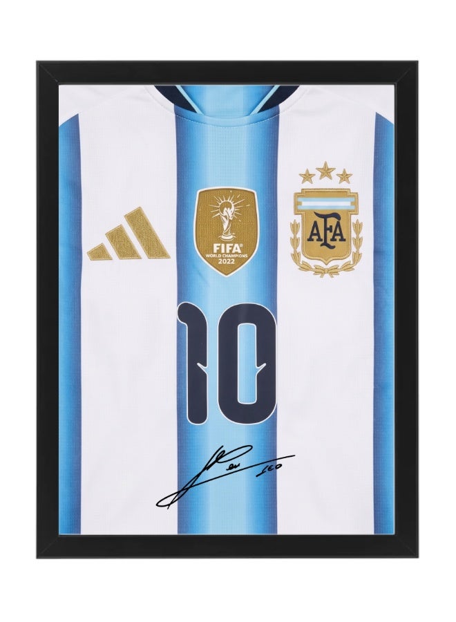 Lionel Messi Argentina Jersey #10 World Cup 2026 with Printed Autograph Framed Poster 30x40cm , Soccer Memorabilia Gift for Football Fans