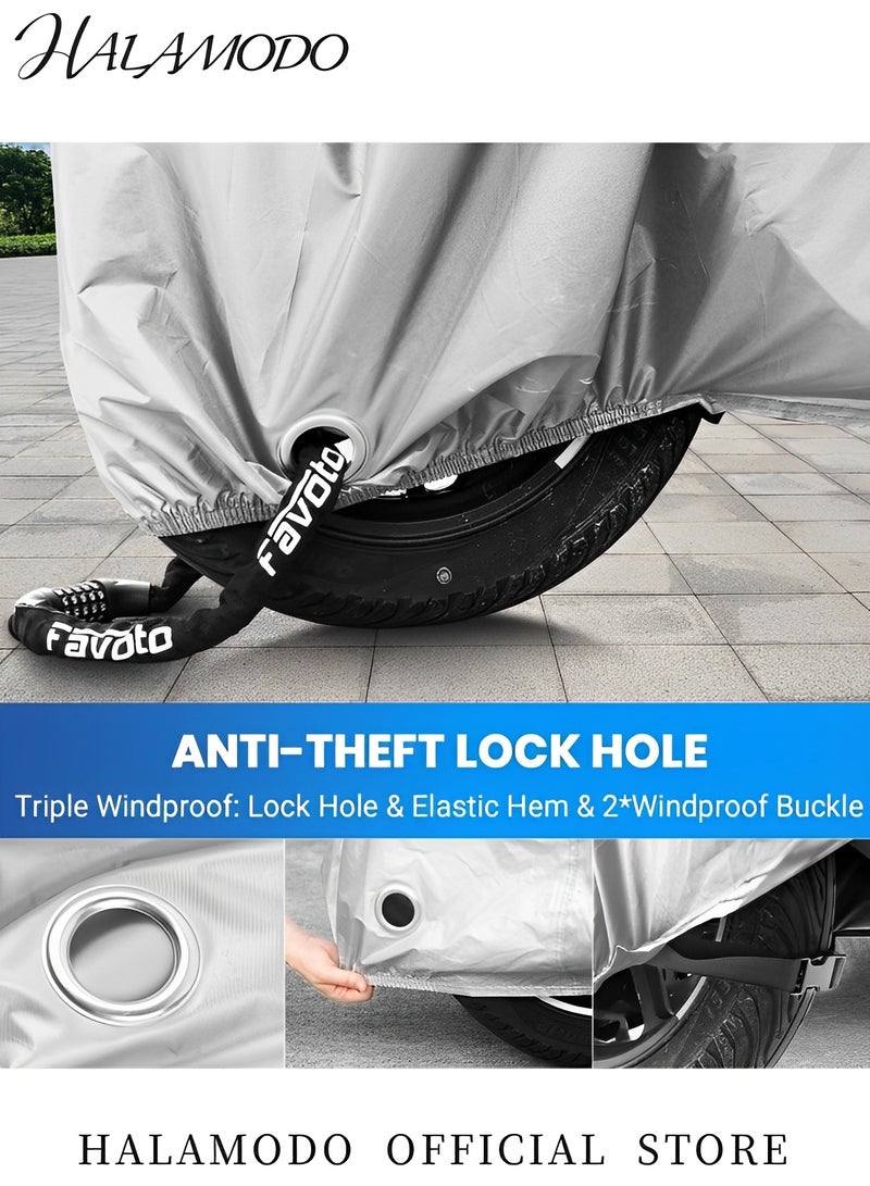 HALAMODO Universal Motorcycle Cover Moto Raincoat Waterproof Protection Cover with Lock Hole Dust Rain Sun UV Dust Wind Proof Covers Oxford Cloth Covers - Image 3