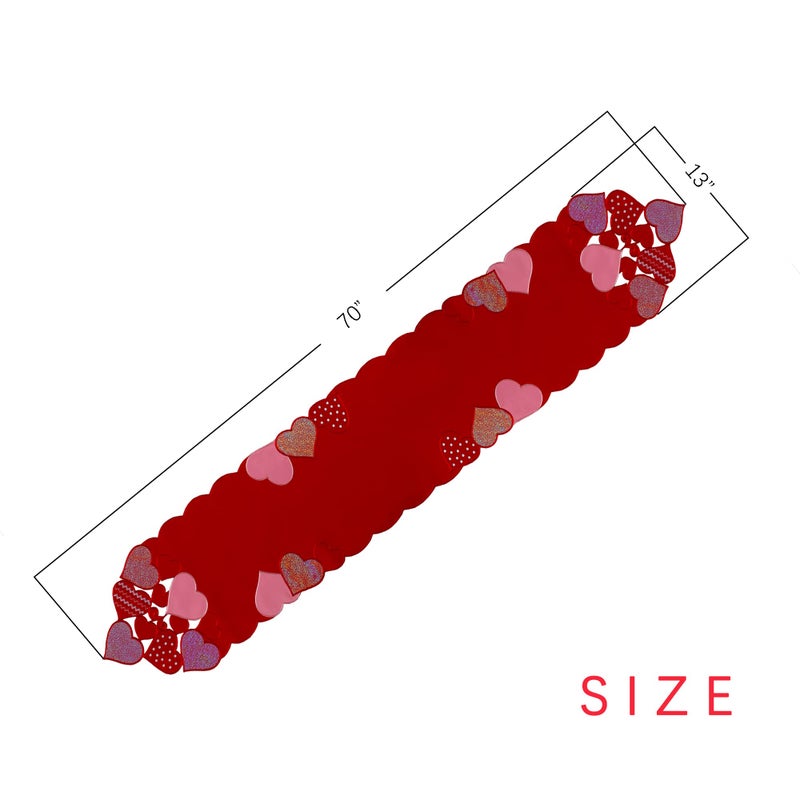 OWENIE Valentines Day Table Runner, 13 x 70 Inch Long Red Embroidered Valentine Table Runner, 14th Feb Heart Tabletop Dresser Scarves, Mother's Day or Wedding Table Decorations - Image 3
