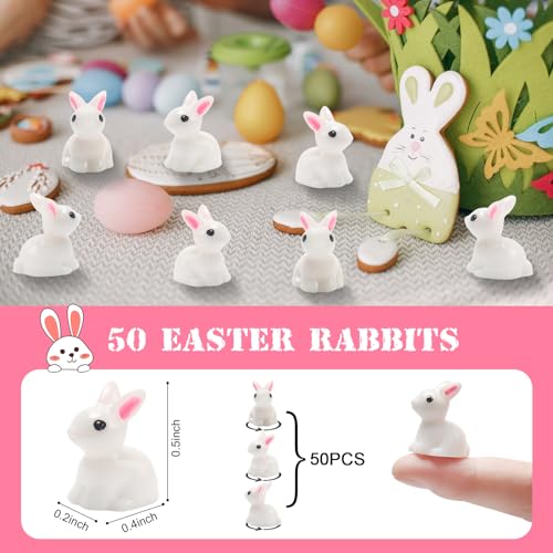 Exasinine 50Pcs Mini Rabbits Figurine Easter Bunny Figurine Rabbit Miniature Figurines Mini Animals Fairy Garden Miniature Ornaments for Easter Egg Fillers Dollhouse Cake Home DéCor - Image 2