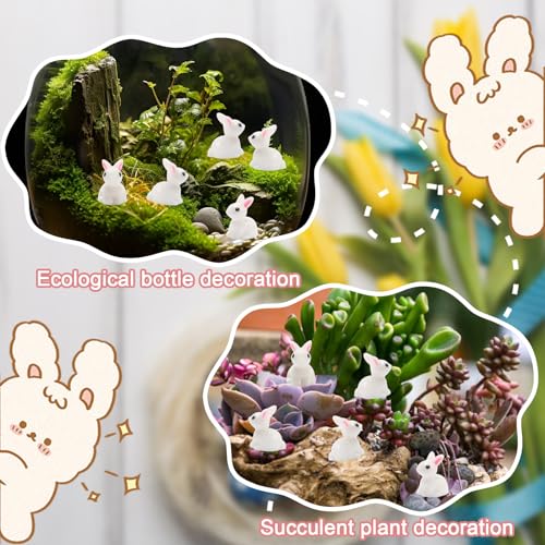 Exasinine 50Pcs Mini Rabbits Figurine Easter Bunny Figurine Rabbit Miniature Figurines Mini Animals Fairy Garden Miniature Ornaments for Easter Egg Fillers Dollhouse Cake Home DéCor - Image 4
