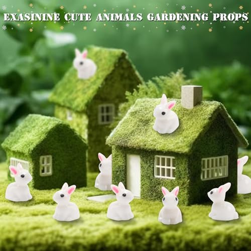 Exasinine 50Pcs Mini Rabbits Figurine Easter Bunny Figurine Rabbit Miniature Figurines Mini Animals Fairy Garden Miniature Ornaments for Easter Egg Fillers Dollhouse Cake Home DéCor - Image 3