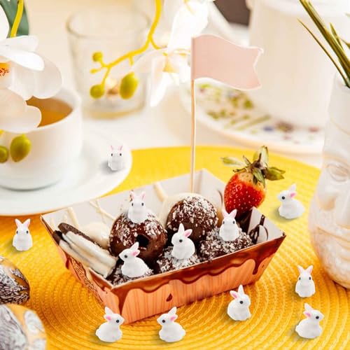 Exasinine 50Pcs Mini Rabbits Figurine Easter Bunny Figurine Rabbit Miniature Figurines Mini Animals Fairy Garden Miniature Ornaments for Easter Egg Fillers Dollhouse Cake Home DéCor - Image 5