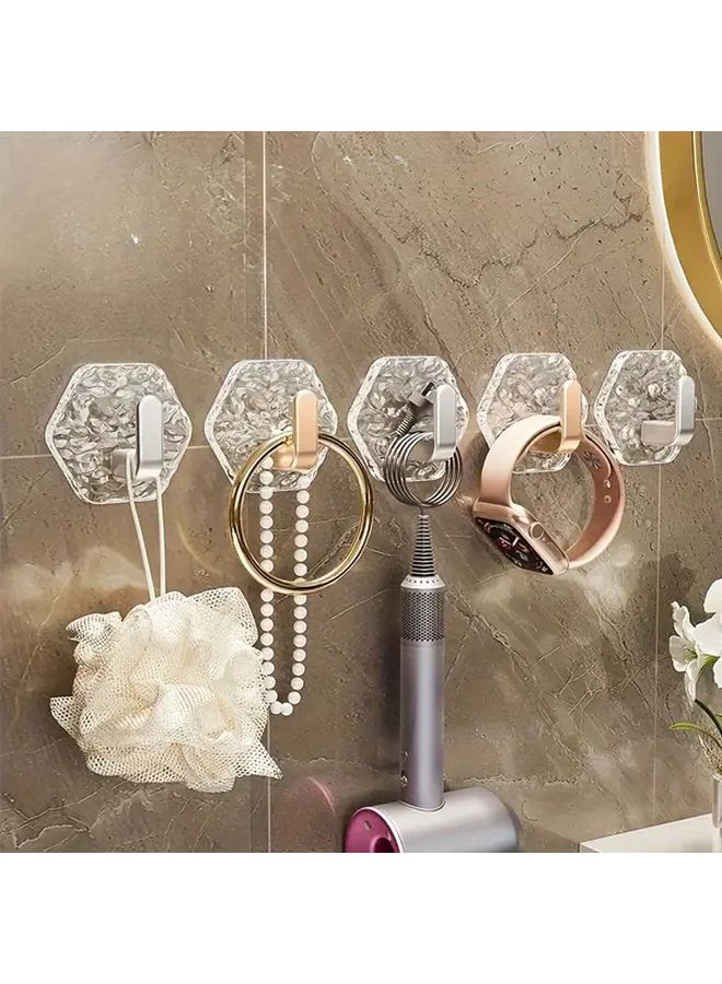 Gold Plated 5pcs No Drill Hooks With 1 Magic Cleaning Cloth Wall Hanging Solution - Image 2