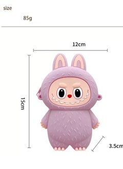 Generic Labubu Kids Silicone Coin Purse Keychain gray full body(pink)  - Image 3