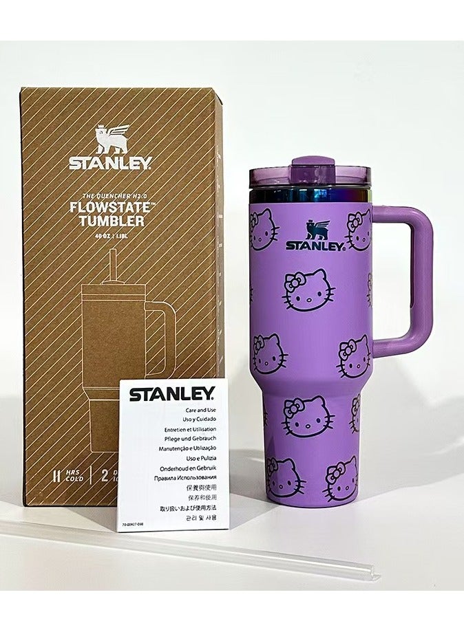 Stanley Stainless Steel Vacuum Insulated Bucket With Lid And Straw Suitable For Holding Water Iced Tea Coffee Milkshakes Etc With A Capacity Of. 40 oz.