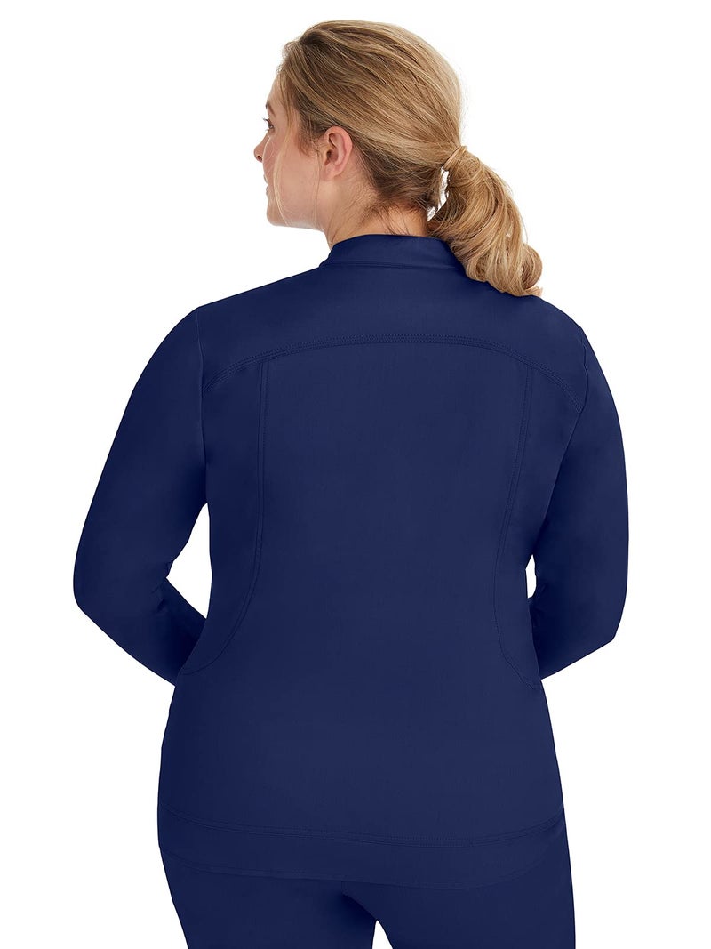 Healing Hands Women's Scrub Jacket, Zip-Up Front with 2-Way Stretch Comfort & Big Kangaroo Pockets 5038, Medium, Navy - Image 2