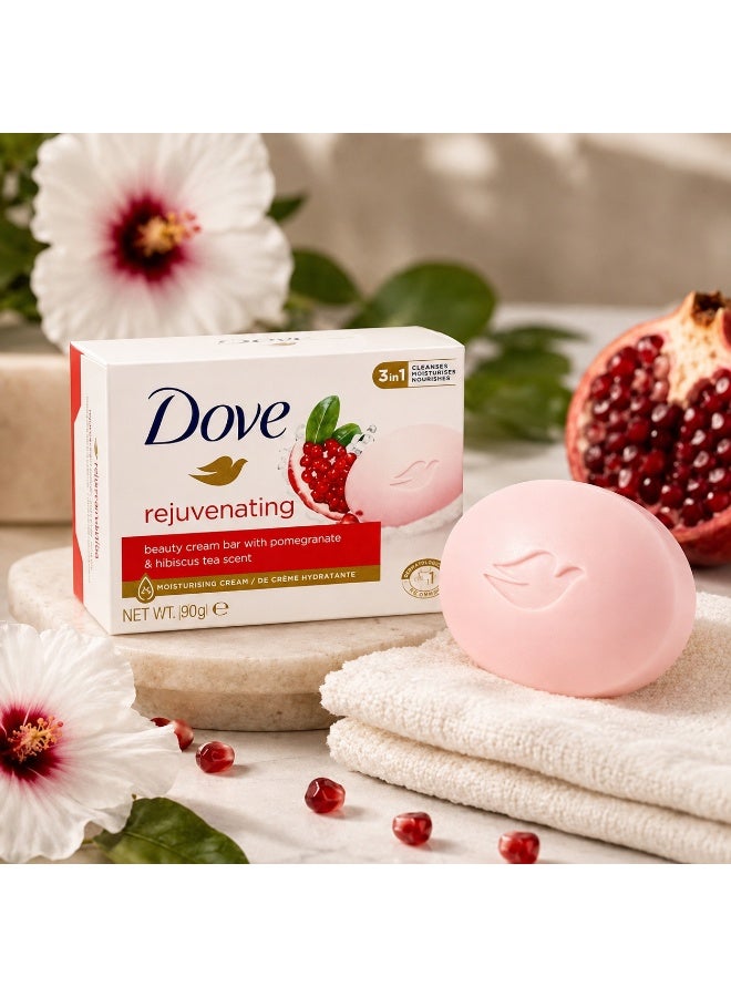 Dove Bundle Soap Saver Exfoliating Pouch with Dove Rejuvenating Soap Bars (Pomegranate & Hibiscus Tea) 90g - 4PC - Image 2