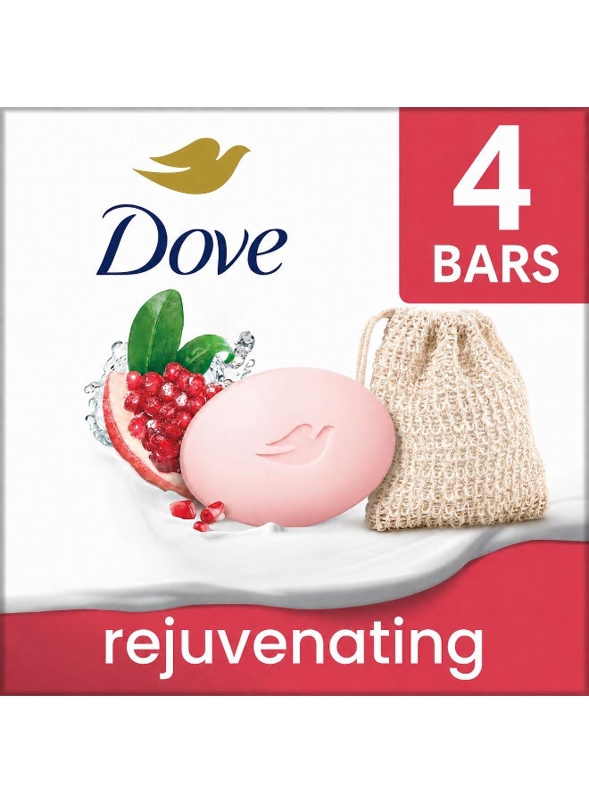 Dove Bundle Soap Saver Exfoliating Pouch with Dove Rejuvenating Soap Bars (Pomegranate & Hibiscus Tea) 90g - 4PC - Image 1