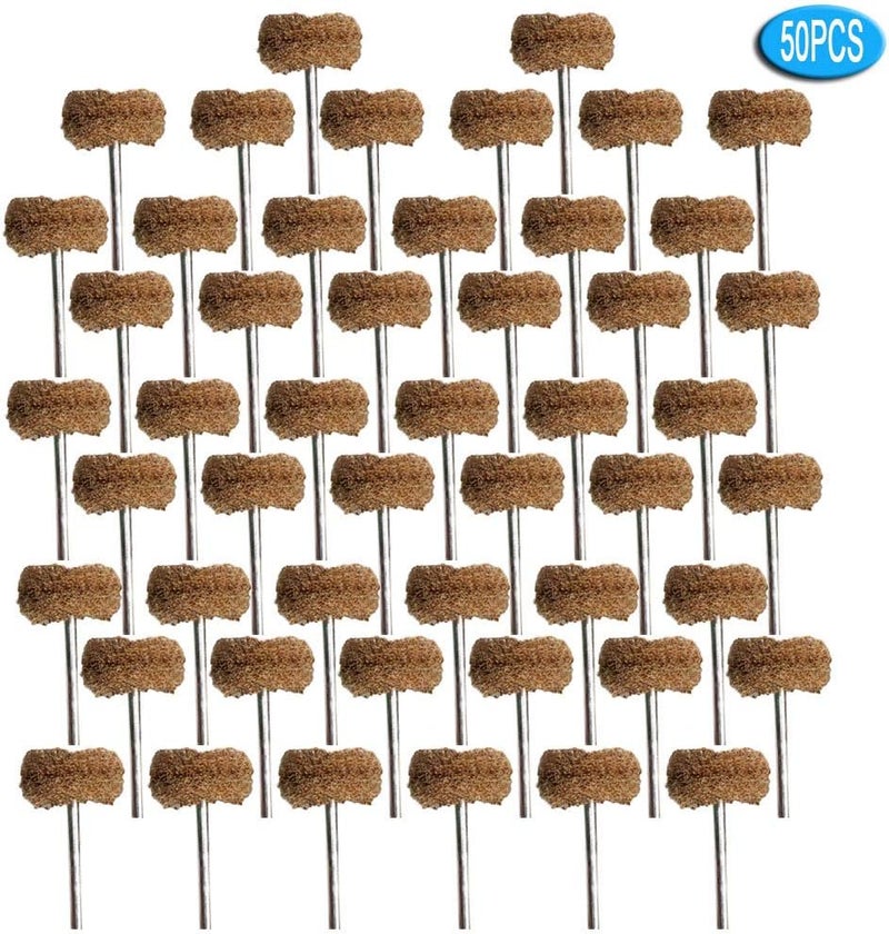 FPPO Abrasive Buffing Polishing Wheel Set for Rotary Tool,Removal of Rust Deburring on Metal Surface with 3mm Mandrel,Mini scouring pad Brush Polishing kit(grit 120 Brown 50pcs) - Image 4
