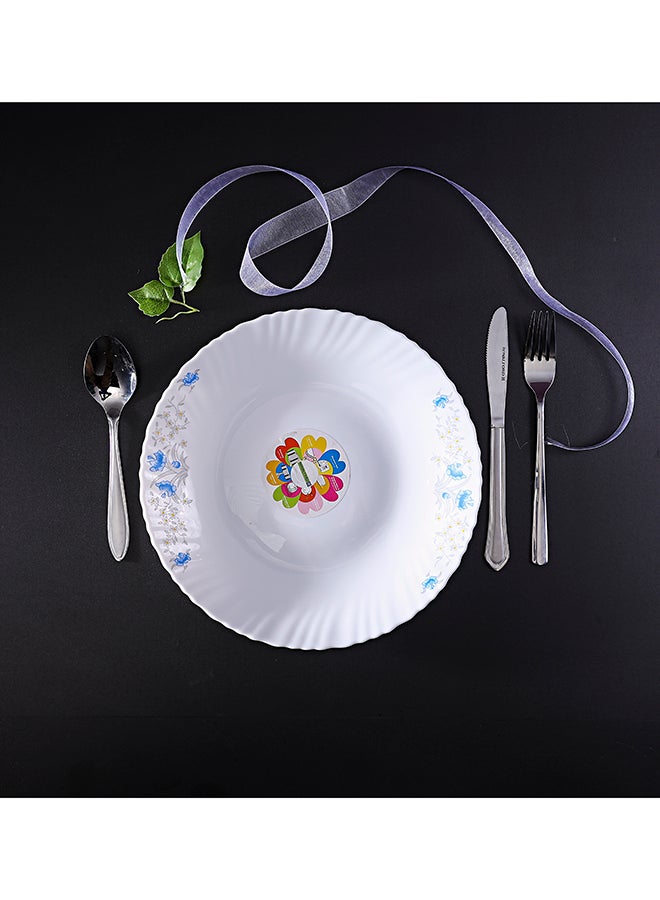 Royalford 10.5 Inch Opal Ware Dinner Plate | Classic Decorative Design | Ideal for Rice, Soup, Pasta, Salad, Desserts, Ice Cream | White/Blue | RF5678 White/Blue 10.5inch - Image 5