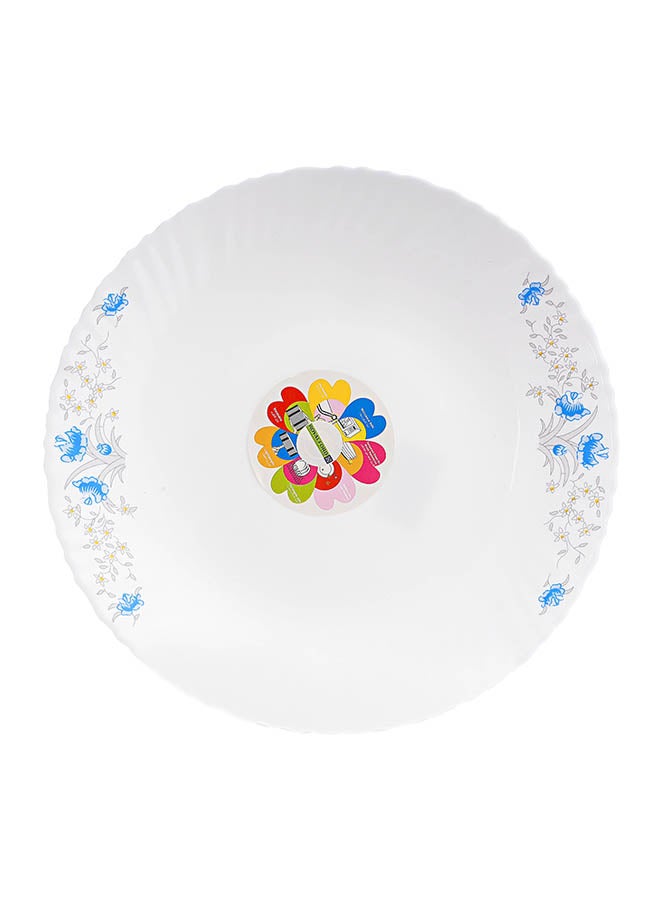 Royalford 10.5 Inch Opal Ware Dinner Plate | Classic Decorative Design | Ideal for Rice, Soup, Pasta, Salad, Desserts, Ice Cream | White/Blue | RF5678 White/Blue 10.5inch - Image 1
