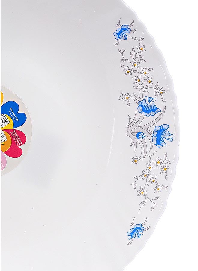 Royalford 10.5 Inch Opal Ware Dinner Plate | Classic Decorative Design | Ideal for Rice, Soup, Pasta, Salad, Desserts, Ice Cream | White/Blue | RF5678 White/Blue 10.5inch - Image 3