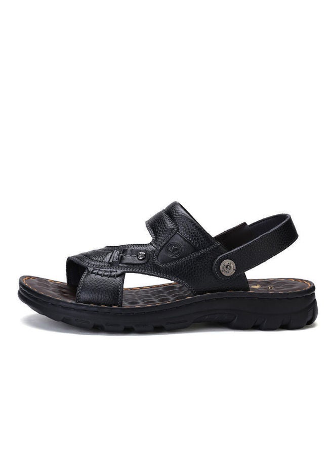 CAMELJEANS Luotuo ماركة شبشب رجالي كاجوال، صندل جلد طبيعي، حذاء شاطئي من جلد البقر مريح ومقاوم للبلى، W822287612، أسود، المقاس 42 - Image 1