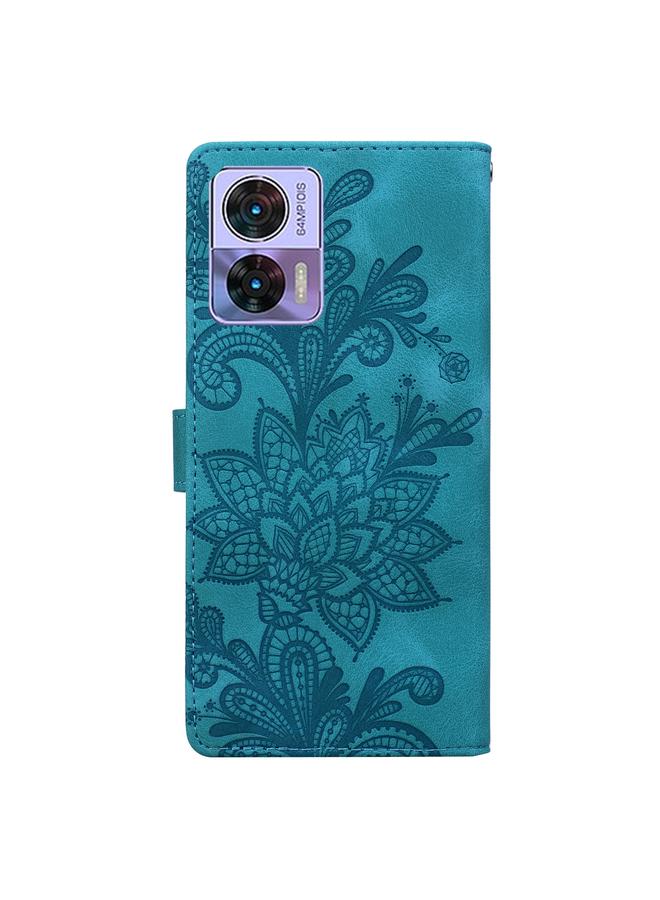 اس-توب جراب لهاتف Motorola Edge 30 من مادة البولي يوريثان مع مشبك مغناطيسي منقوش بالزهور وحزام معصم - Image 3