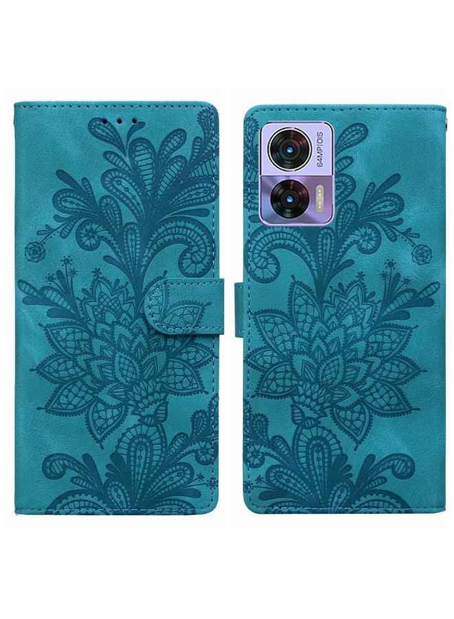 اس-توب جراب لهاتف Motorola Edge 30 من مادة البولي يوريثان مع مشبك مغناطيسي منقوش بالزهور وحزام معصم - Image 1