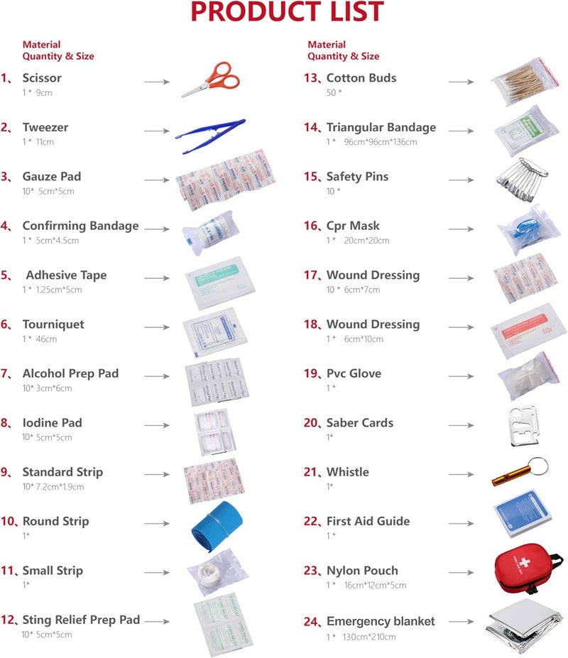 ROOBUCK First Aid Kit for Hiking Backpacking Camping Travel Car  Cycling with Waterproof Laminate Bags You Protect Your Supplies Be Prepared for All Outdoor Adventures or at Home  Work Red10 - Image 3