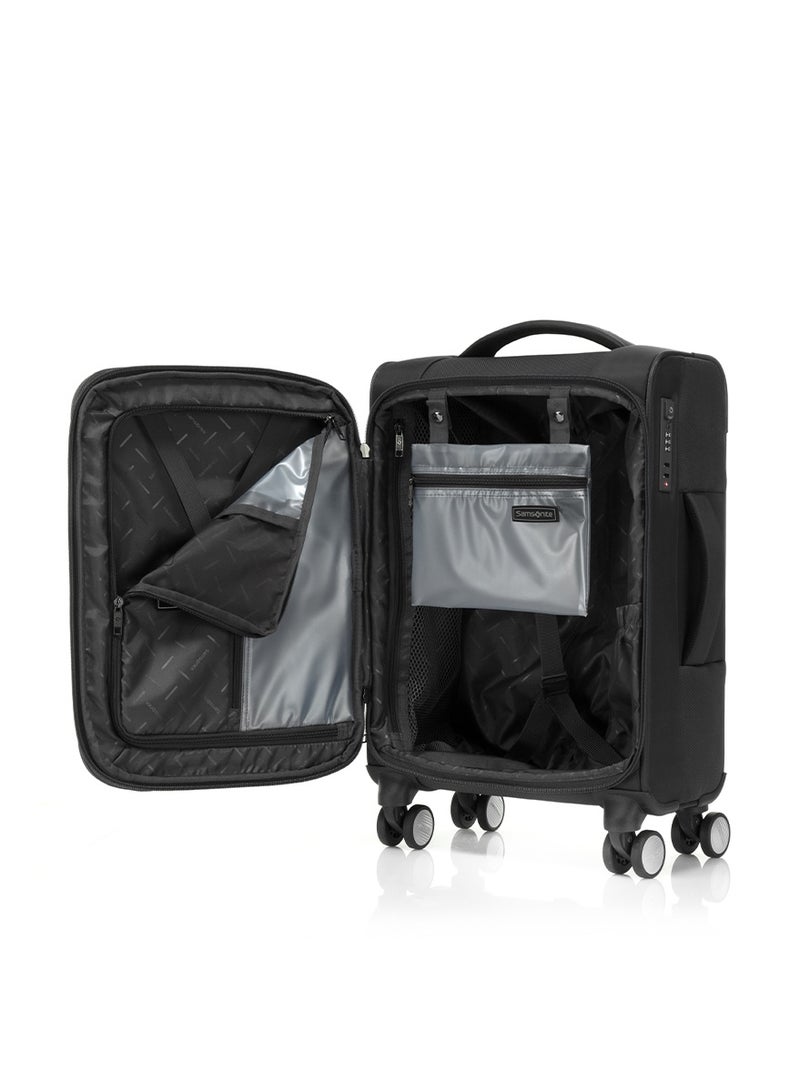Samsonite Synch Suitcase Cabin Size 57 cm, 4 Spinner Wheels, 100% Polyester, Black|Spacious Interior|Expandable|Wet Pouch|TSA Lock|Inner Mesh Pocket - 3 Years International Warranty - Image 4