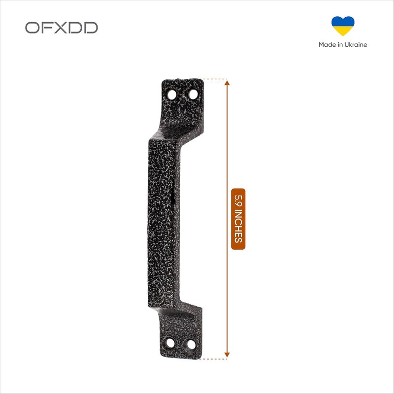 OFXDD Stainless Steel Pull Handle - Pack of 2 - Heavy Duty Farmhouse Door Black Handle - Utility Metal Gate Pulls Handles Outdoor - Image 5