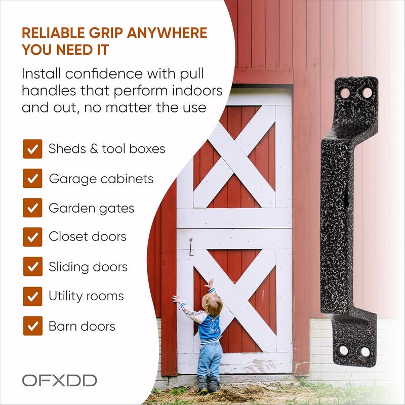 OFXDD Stainless Steel Pull Handle - Pack of 2 - Heavy Duty Farmhouse Door Black Handle - Utility Metal Gate Pulls Handles Outdoor - Image 3