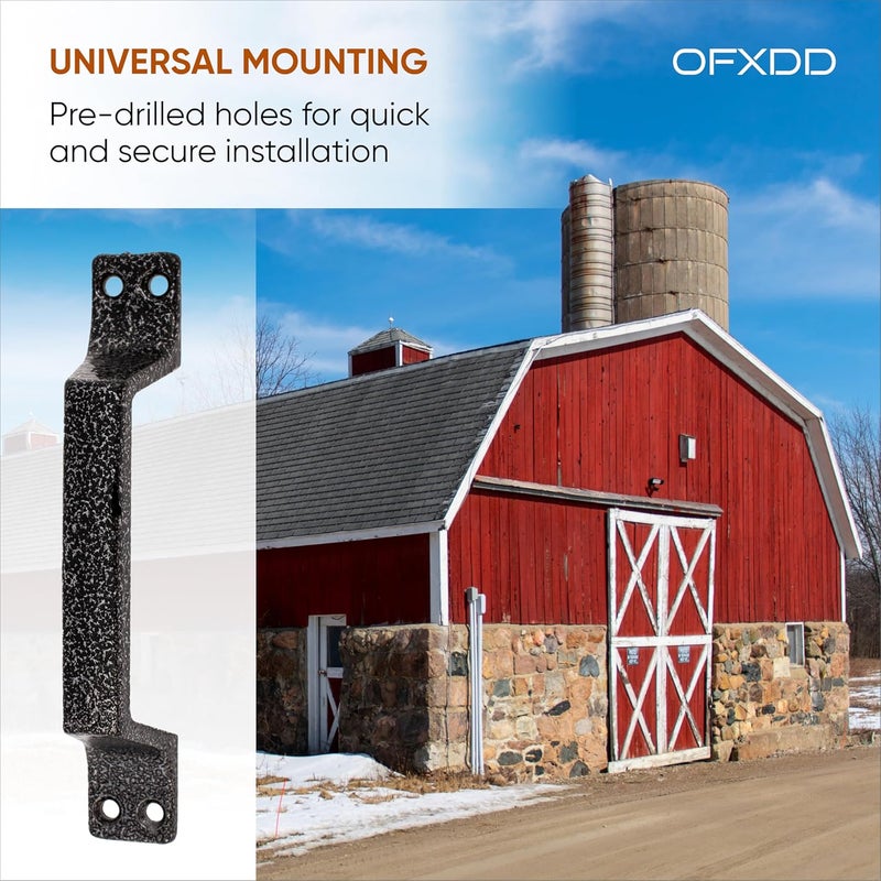 OFXDD Stainless Steel Pull Handle - Pack of 2 - Heavy Duty Farmhouse Door Black Handle - Utility Metal Gate Pulls Handles Outdoor - Image 4