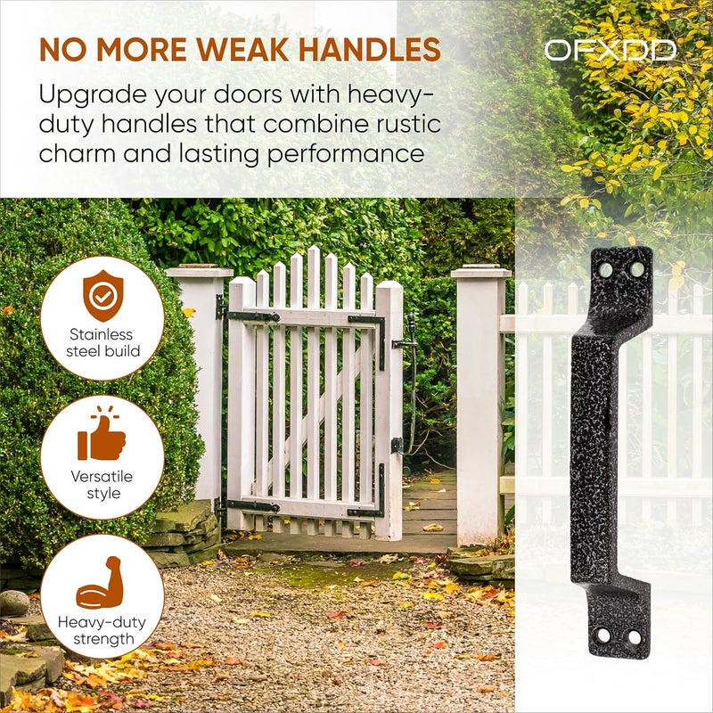 OFXDD Stainless Steel Pull Handle - Pack of 2 - Heavy Duty Farmhouse Door Black Handle - Utility Metal Gate Pulls Handles Outdoor - Image 2