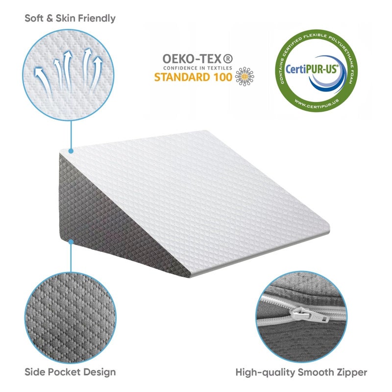 OAISZ Wedge Pillow for Sleep Apnea, Bed Wedge Pillow for Headboard, Headboard Triangle Pillow Wedge for Acid Reflux, After Surgery, Snoring, Cooling Memory Foam Top, Removable Cover, 24x24x12Inch - Image 2