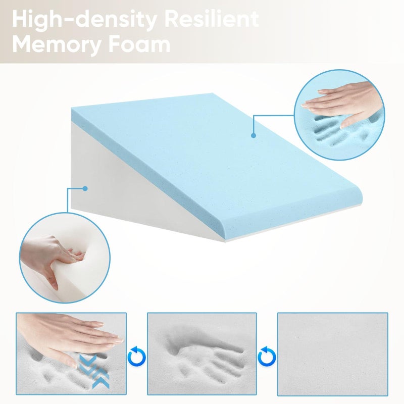 OAISZ Wedge Pillow for Sleep Apnea, Bed Wedge Pillow for Headboard, Headboard Triangle Pillow Wedge for Acid Reflux, After Surgery, Snoring, Cooling Memory Foam Top, Removable Cover, 24x24x12Inch - Image 4