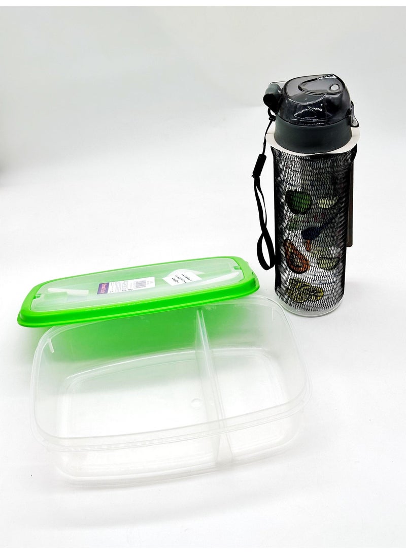 QLUX Complete Set Including a Divided Food Container with a Water Bottle and Lunchbox Set for Work and School - Image 3