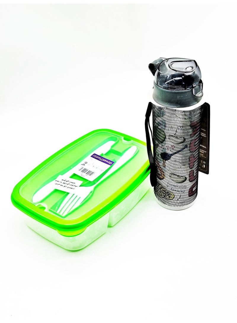 QLUX Complete Set Including a Divided Food Container with a Water Bottle and Lunchbox Set for Work and School - Image 5