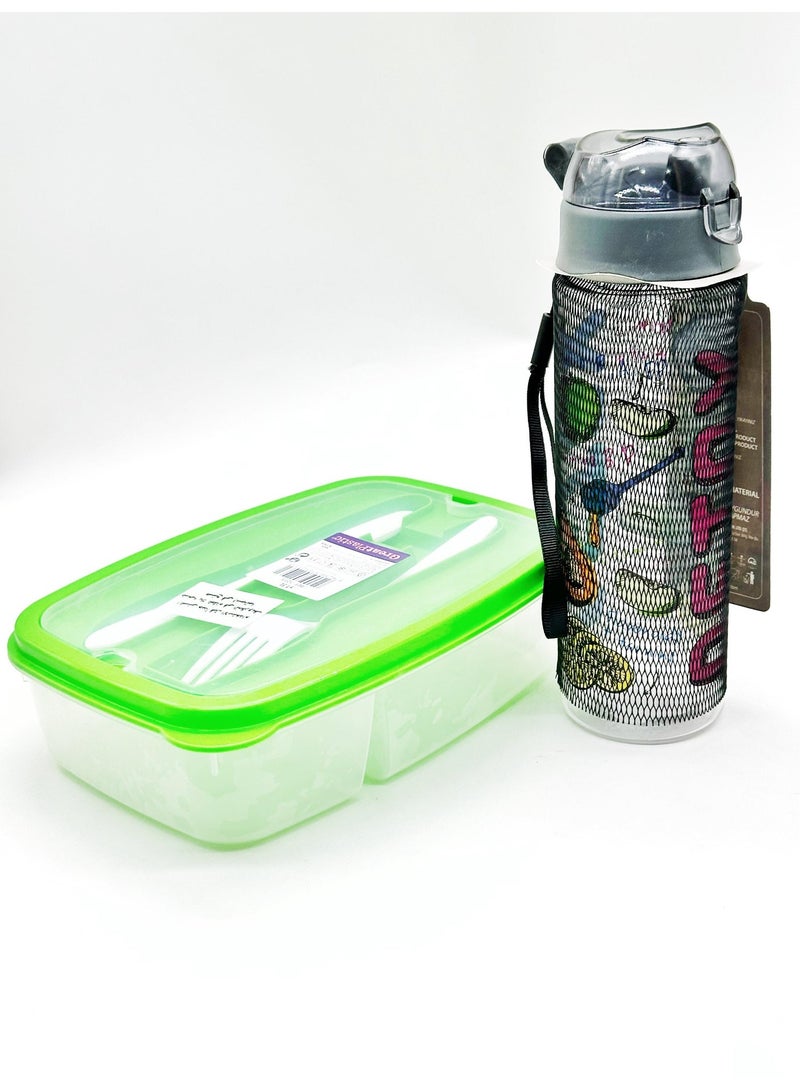 QLUX Complete Set Including a Divided Food Container with a Water Bottle and Lunchbox Set for Work and School - Image 2